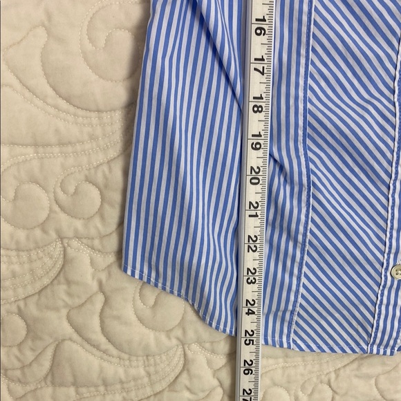 Banana Republic Tailored Fit Button Down Shirt Blue White Striped Sz 8 - Picture 5 of 7